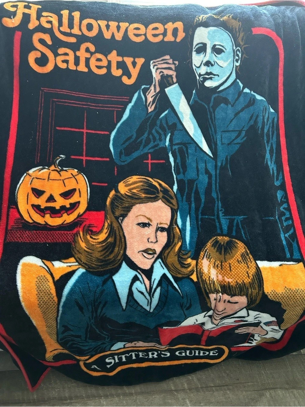 Steven Rhodes Halloween Safety Fleece Blanket Black & Blue